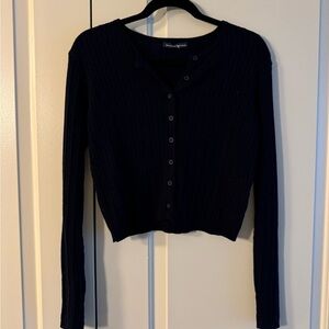 Brandy Melville Navy Ribbed Cardigan